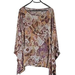 Andree By Unit Womens Sz 3X Asymmetrical Artsy Lagenlook Flowy Fall Top
